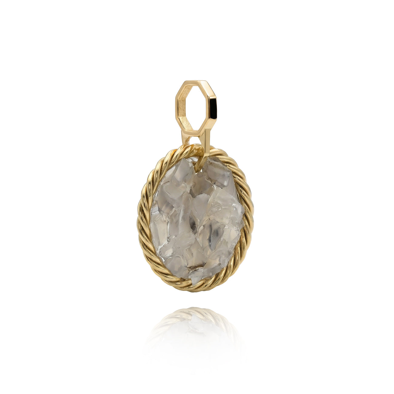 Miedziany amulet tensorowy z onyksem, pozłacany – naturalny kamień ochronny, ROYAL TERRA