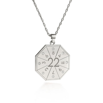 Naszyjnik z wisiorkiem Architekta Ducha (22) w srebrnym kolorze – Pieczęć Wielkiego Dzieła, numerologiczny amulet duszy