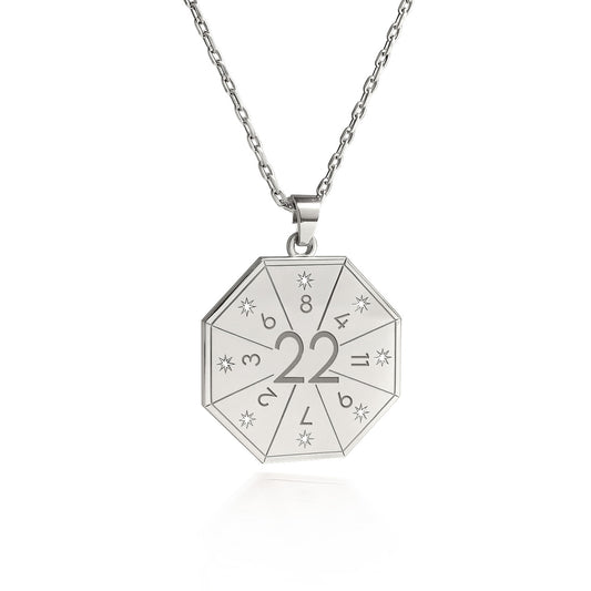 Naszyjnik z wisiorkiem Architekta Ducha (22) w srebrnym kolorze – Pieczęć Wielkiego Dzieła, numerologiczny amulet duszy