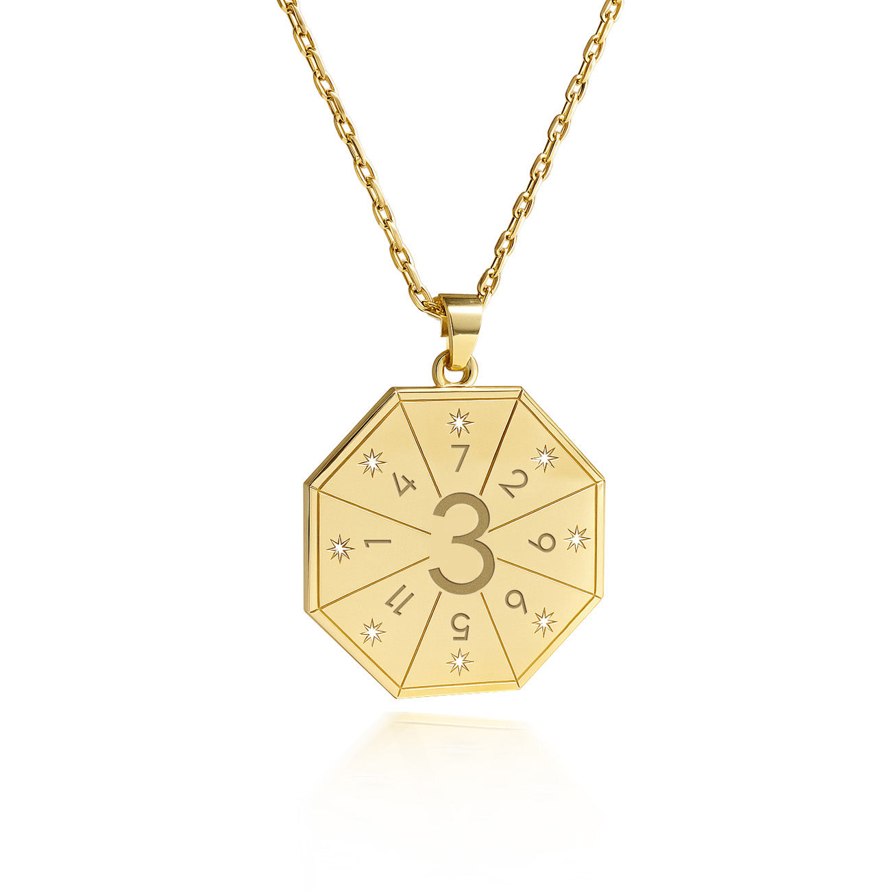 Naszyjnik z wisiorkiem Artysty (3) w złotym kolorze – Pieczęć Ekspresji, numerologiczny amulet duszy