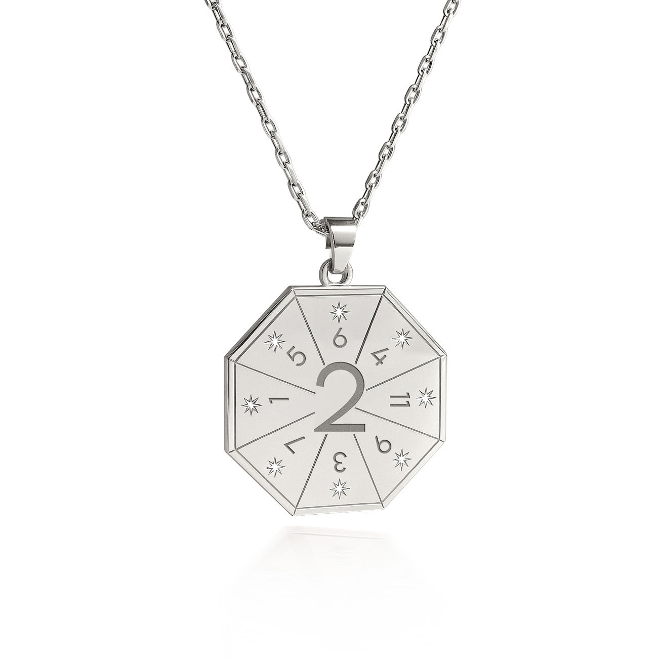 Naszyjnik z wisiorkiem Mediatora (2) w srebrnym kolorze – Pieczęć Harmonii, numerologiczny amulet duszy
