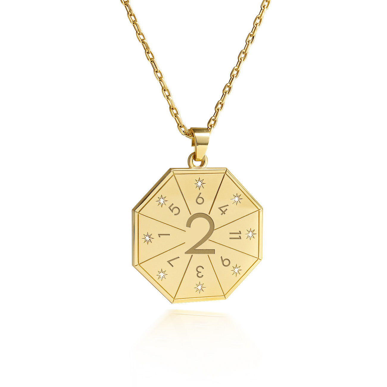 Naszyjnik z wisiorkiem Mediatora (2) w złotym kolorze – Pieczęć Harmonii, numerologiczny amulet duszy