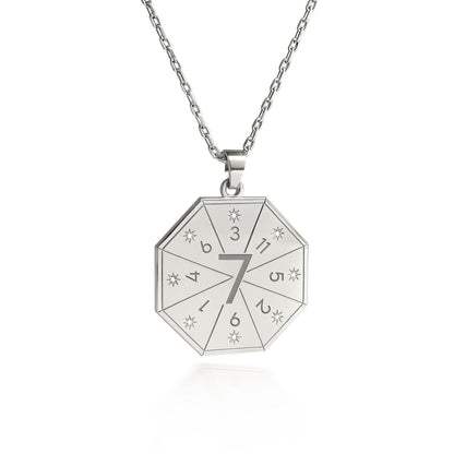Naszyjnik z wisiorkiem Mędrca (7) w srebrnym kolorze – Pieczęć Prawdy, numerologiczny amulet duszy