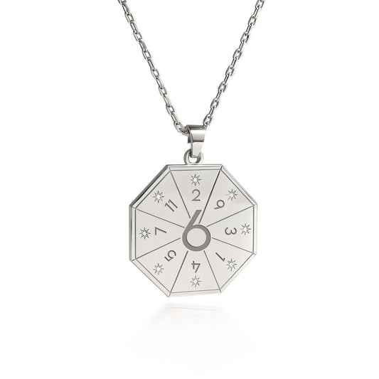 Naszyjnik z wisiorkiem Uzdrowiciela (6) w srebrnym kolorze – Pieczęć Serca, numerologiczny amulet duszy
