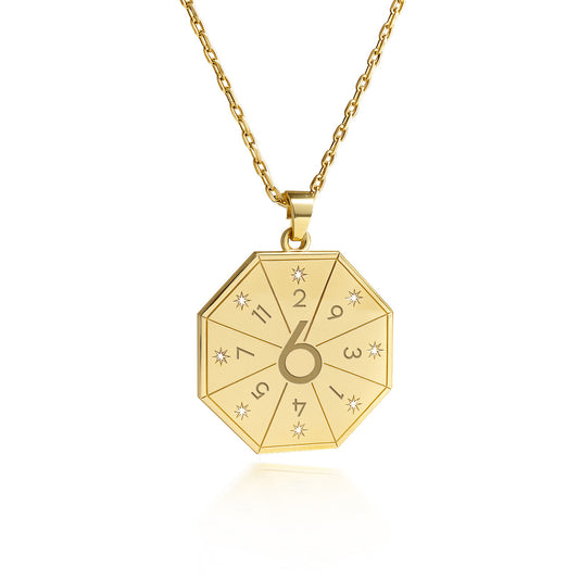 Naszyjnik z wisiorkiem Uzdrowiciela (6) w złotym kolorze – Pieczęć Serca, numerologiczny amulet duszy