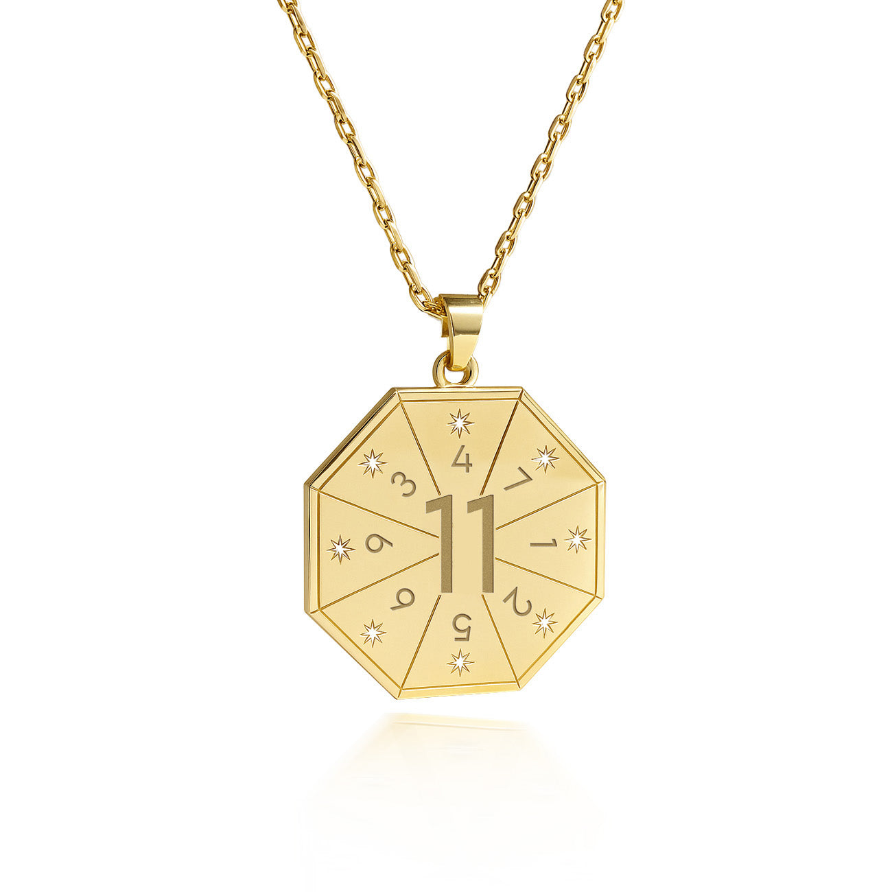 Naszyjnik z wisiorkiem Wizjonera (11) w złotym kolorze – Pieczęć Wizji, numerologiczny amulet duszy
