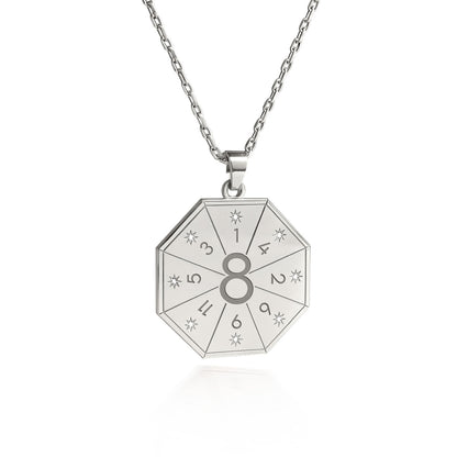 Naszyjnik z wisiorkiem Władcy Energii (8) w srebrnym kolorze – Pieczęć Mocy, numerologiczny amulet duszy