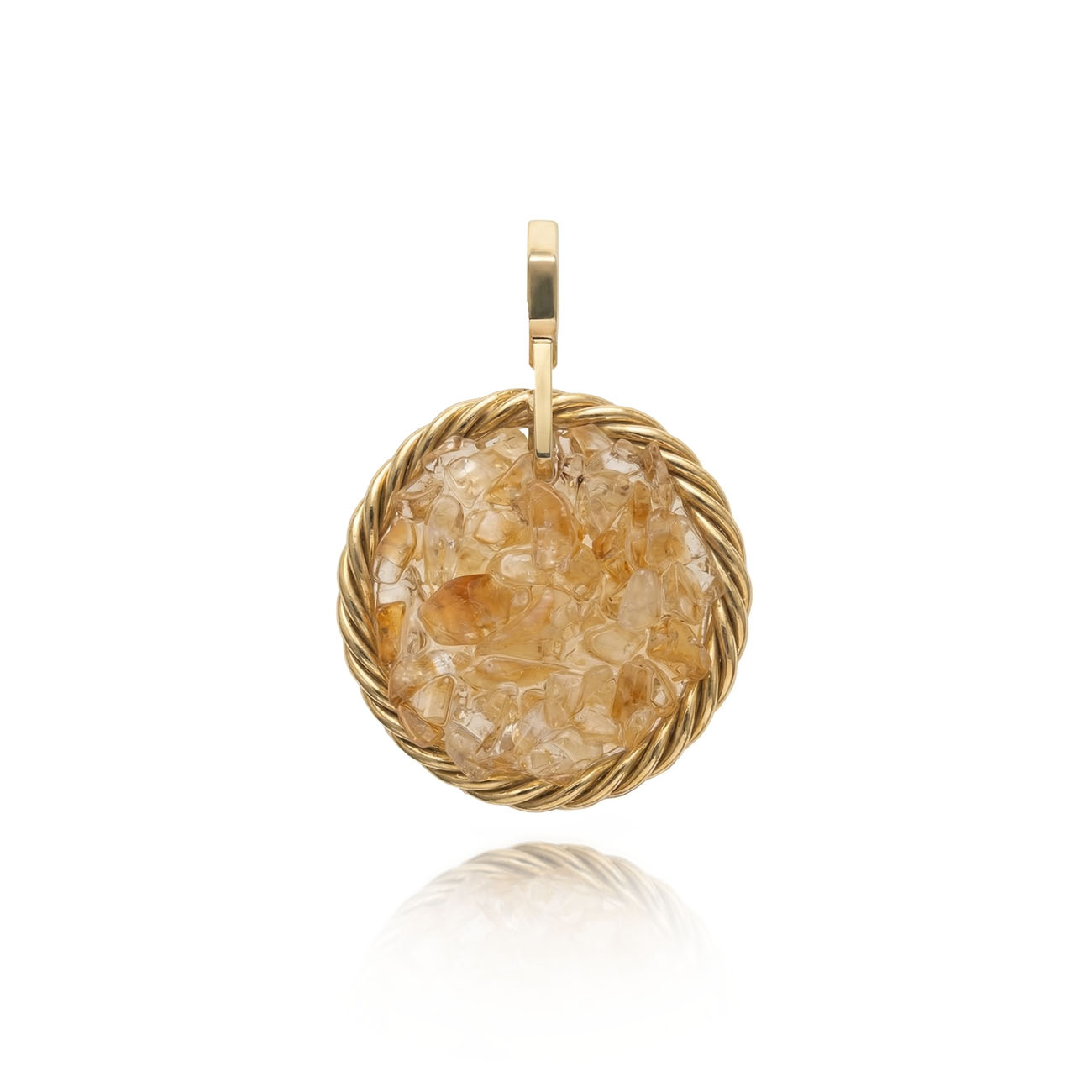 Miedziany amulet tensorowy z cytrynem, pozłacany – naturalny kamień ochronny, ROYAL TERRA