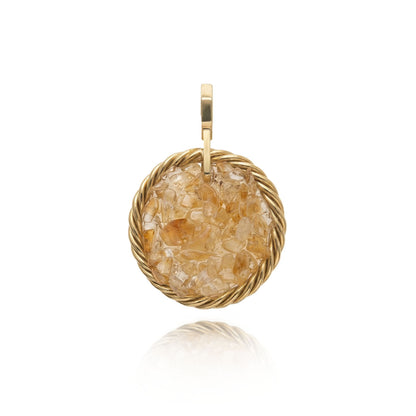 Miedziany amulet tensorowy z cytrynem, pozłacany – naturalny kamień ochronny, ROYAL TERRA