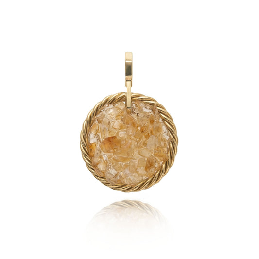 Miedziany amulet tensorowy z cytrynem, pozłacany – naturalny kamień ochronny, ROYAL TERRA