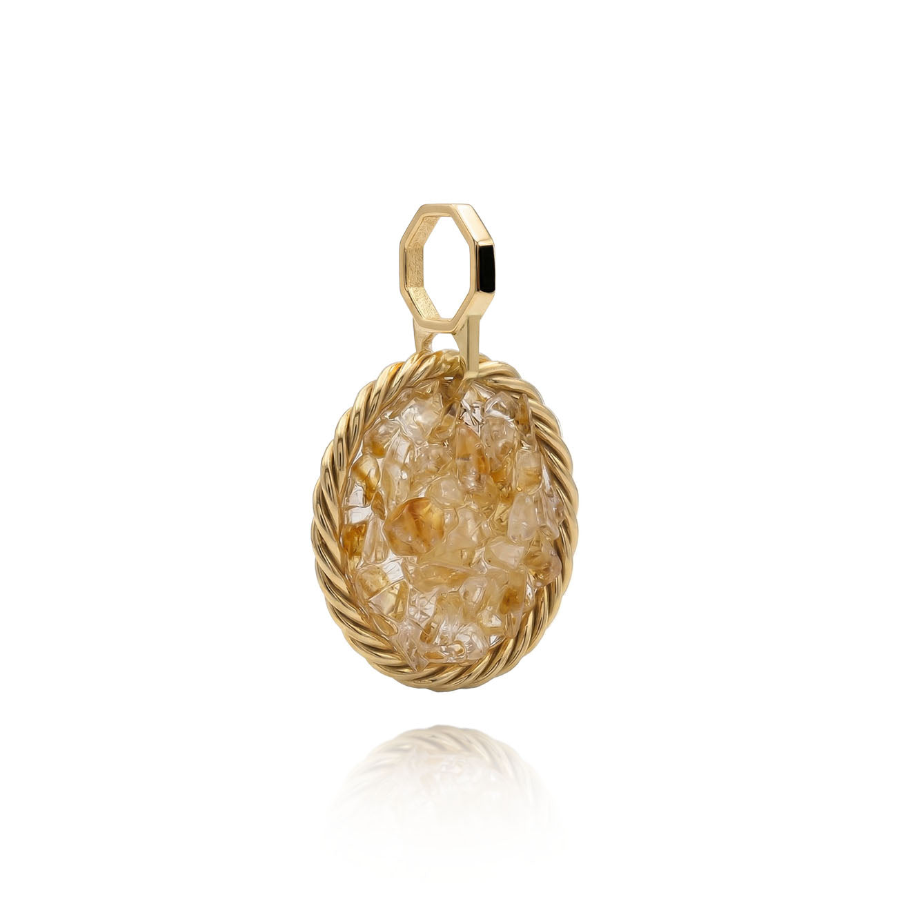 Miedziany amulet tensorowy z cytrynem, pozłacany – naturalny kamień ochronny, ROYAL TERRA