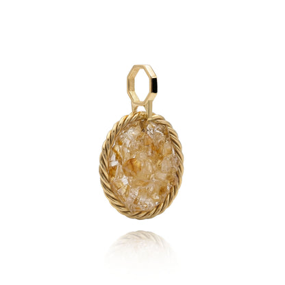 Miedziany amulet tensorowy z cytrynem, pozłacany – naturalny kamień ochronny, ROYAL TERRA
