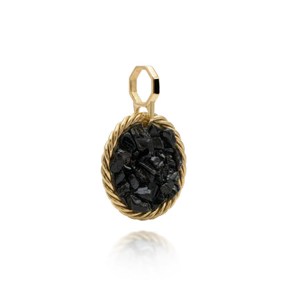 Miedziany amulet tensorowy z czarnym turmalinem, pozłacany – naturalny kamień ochronny, ROYAL TERRA