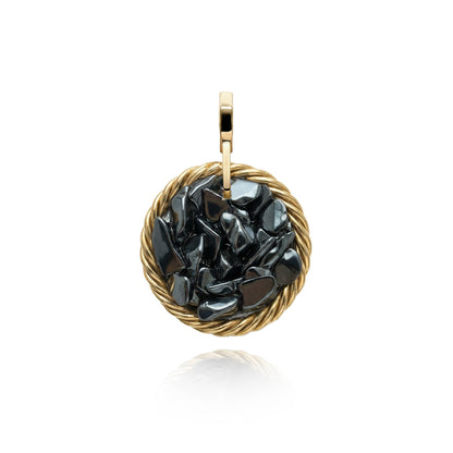 Miedziany amulet tensorowy z hematytem, pozłacany – naturalny kamień ochronny, ROYAL TERRA