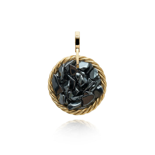 Miedziany amulet tensorowy z hematytem, pozłacany – naturalny kamień ochronny, ROYAL TERRA