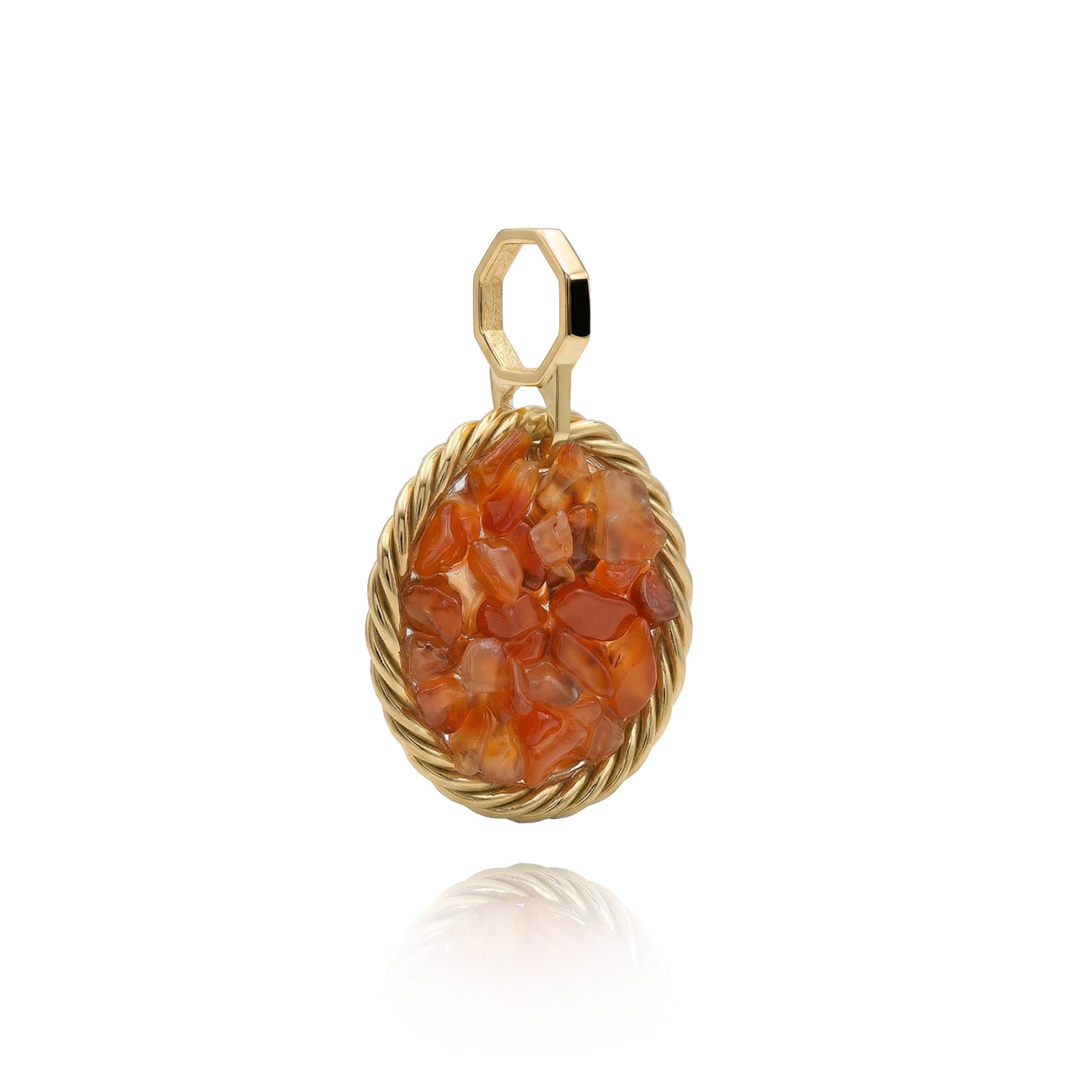 Miedziany amulet tensorowy z karneolem, pozłacany – naturalny kamień ochronny, ROYAL TERRA