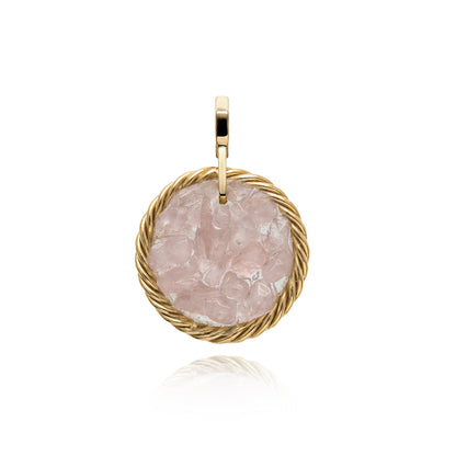 Miedziany amulet tensorowy z kwarcem różowym, pozłacany – naturalny kamień ochronny, ROYAL TERRA