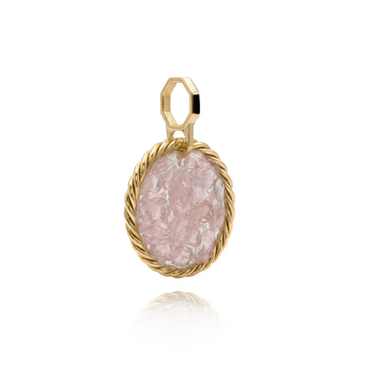 Miedziany amulet tensorowy z kwarcem różowym, pozłacany – naturalny kamień ochronny, ROYAL TERRA