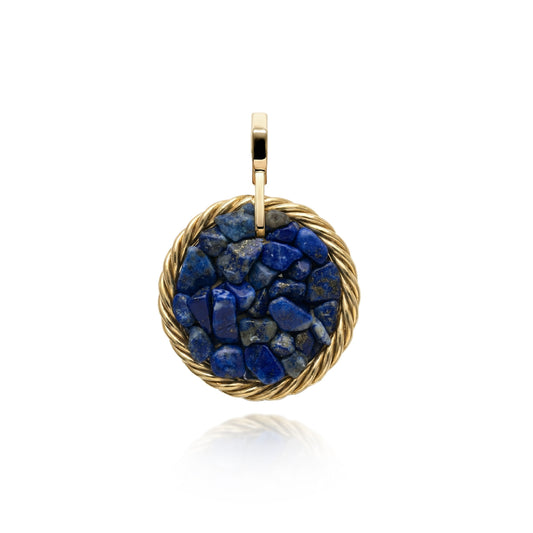 Miedziany amulet tensorowy z lapis lazuli, pozłacany – naturalny kamień ochronny, ROYAL TERRA