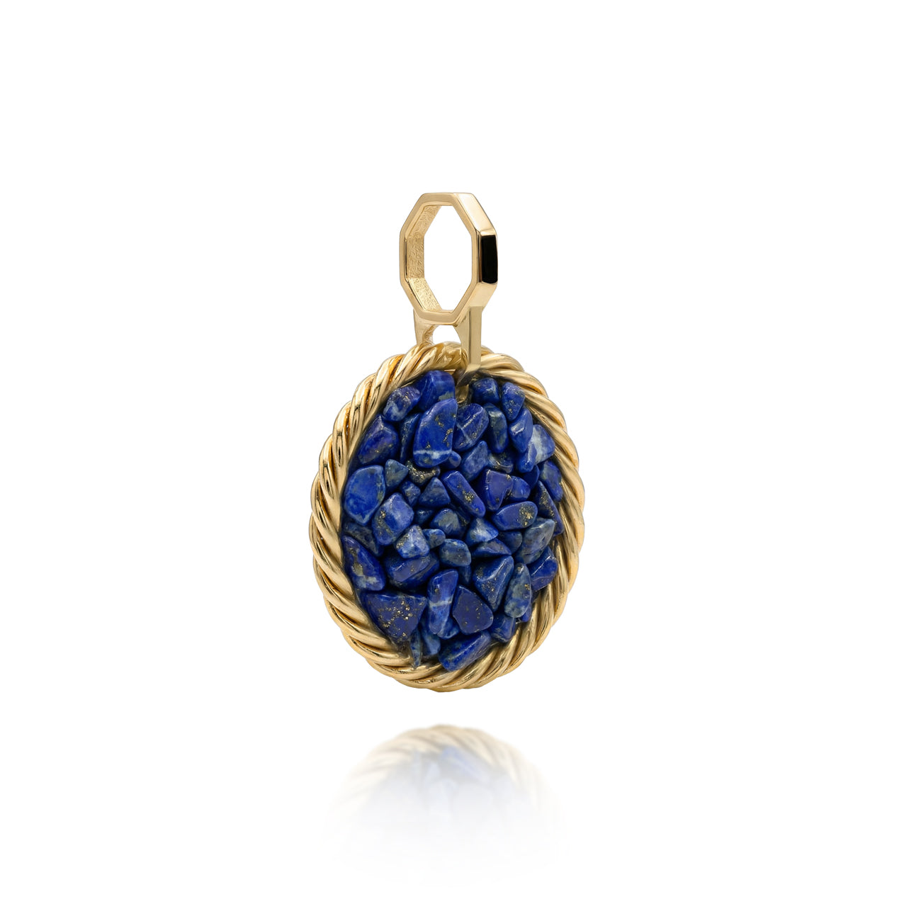 Miedziany amulet tensorowy z lapis lazuli, pozłacany – naturalny kamień ochronny, ROYAL TERRA