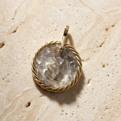 Miedziany amulet tensorowy z onyksem, pozłacany – naturalny kamień ochronny, ROYAL TERRA