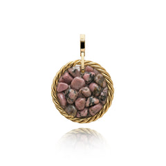 Miedziany Amulet Tensorowy z Rodonitem – Pozłacany