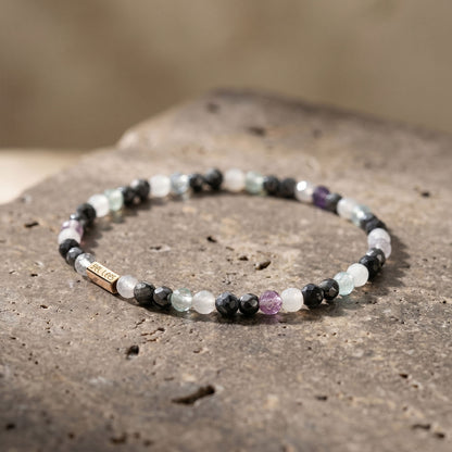 Bransoletka z kamieniami naturalnymi i miejscem na charms - Budowniczy | 4 - Srebro 925