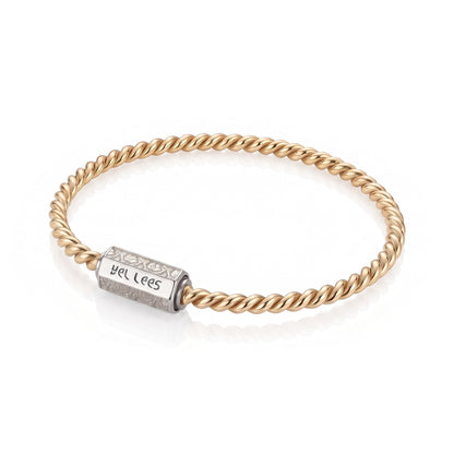 Miedziana pozłacana bransoletka tensorowa Quantum z zapięciem w kolorze srebrnym – Kubit Królewski (144 MHz)