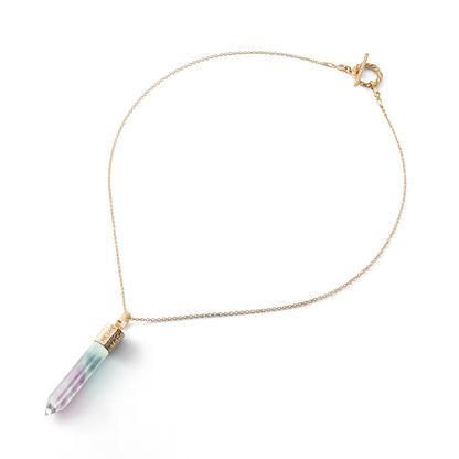 Naszyjnik z fluorytem na srebrze 925 pozłacanym – naturalny kamień ochronny, TERRA 44