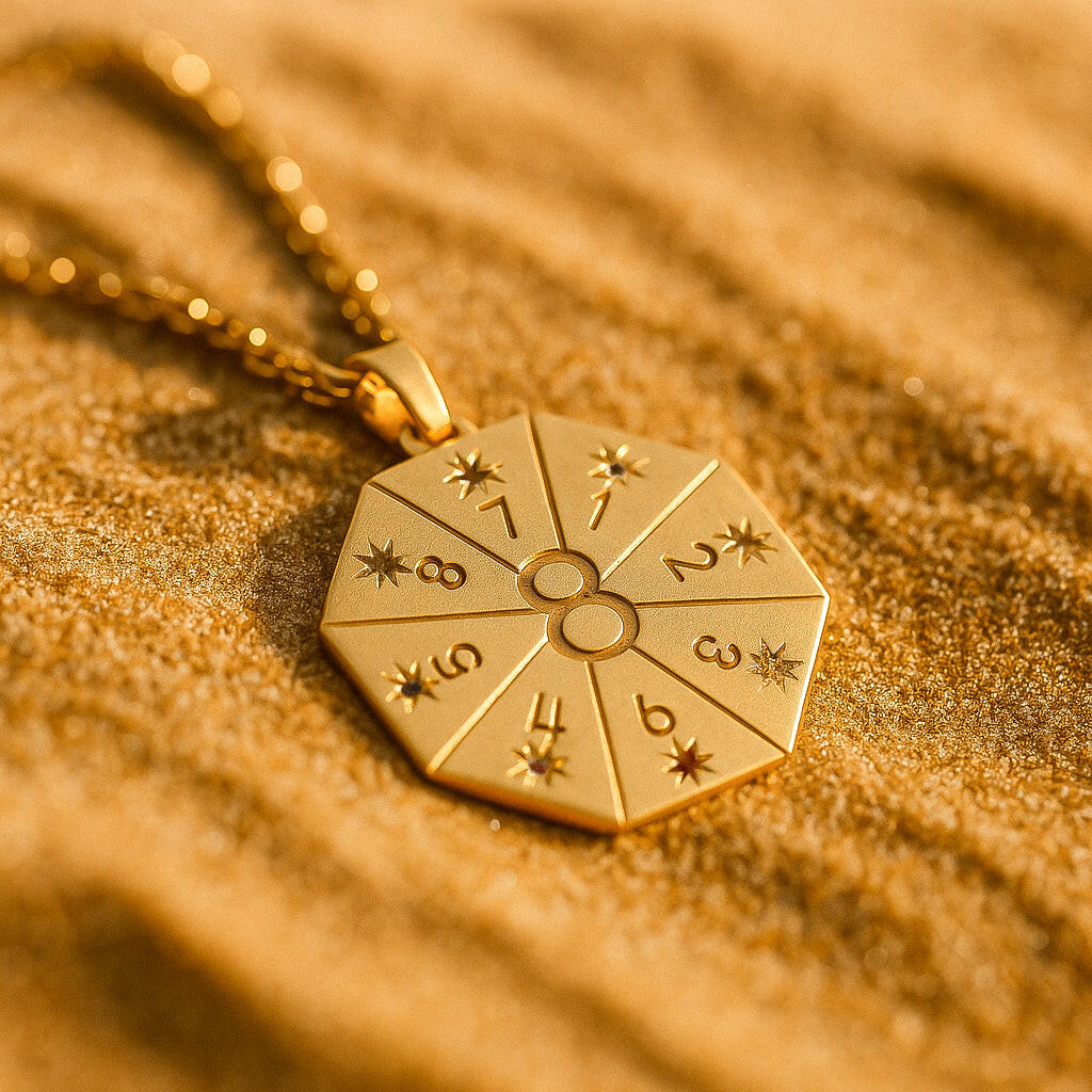 Naszyjnik z wisiorkiem Brama Lwa 8.8 w złotym kolorze – numerologiczny amulet duszy