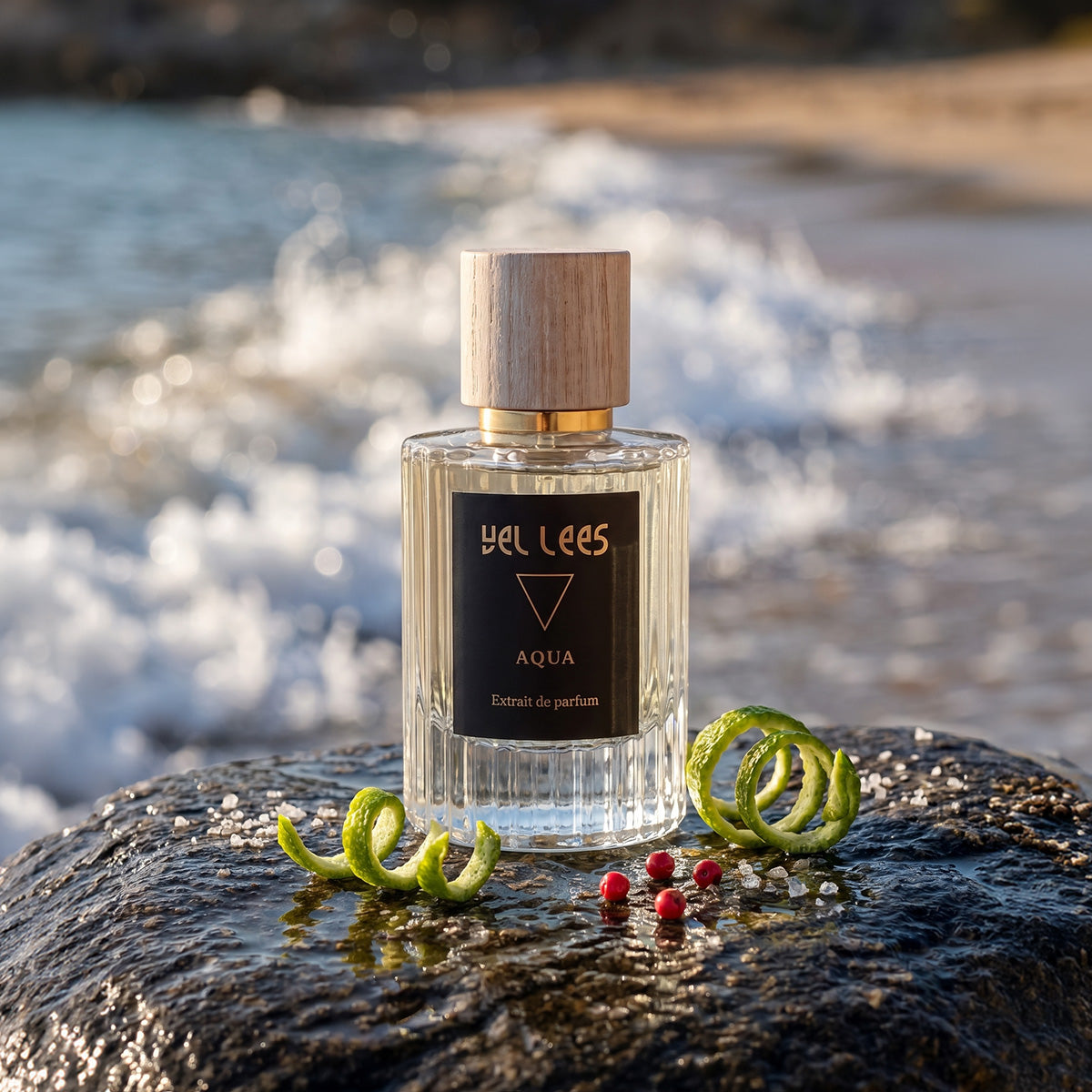 Perfumy VEL LEES Aqua – Kryształ Górski, extrait de parfum 50 ml – minimalistyczny flakon z naturalnym korkiem, świeża morsko-kwiatowa kompozycja o czystym, otulającym charakterze.