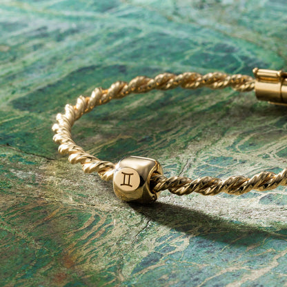 Złota bransoletka tensorowa ze złota próby 585 – Kubit Królewski 144 MHz, amulet ochronny