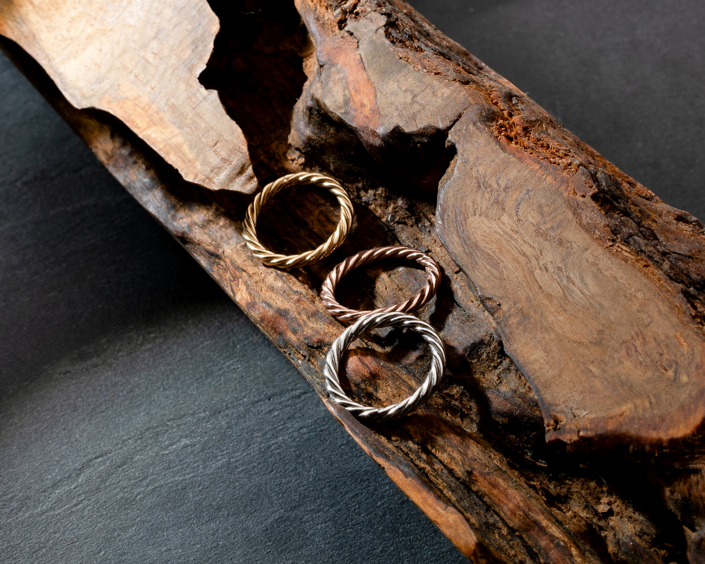 Srebrny pierścionek tensorowy pokryty złotem - Srebro 925